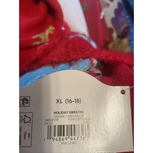 Holiday Time Women's Large, XL Gnome Ugly Christmas Cardigan Sweater NWT - Picture 8 of 13